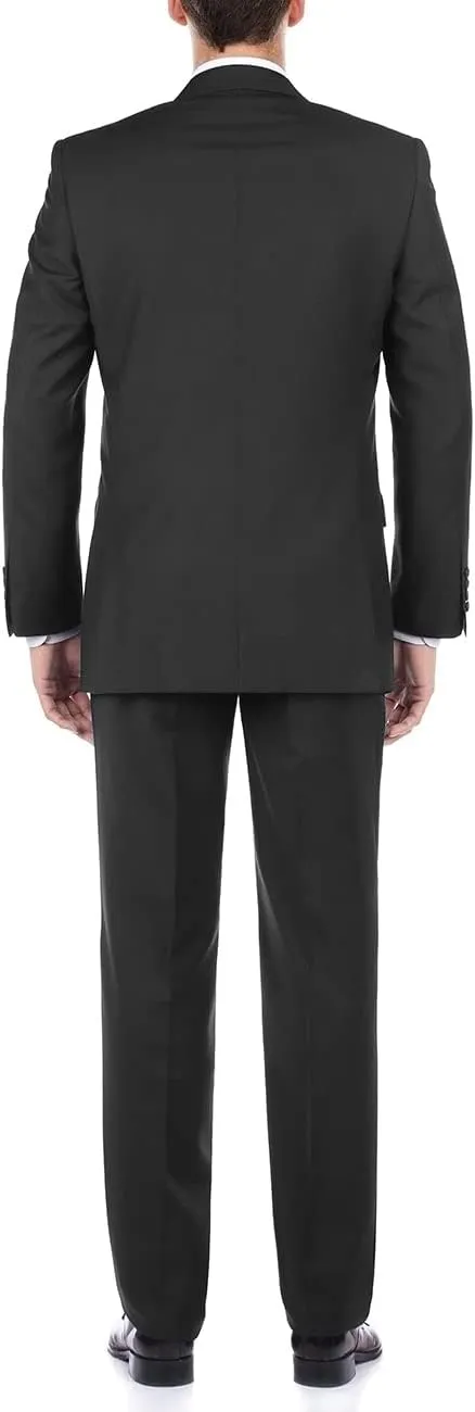 100% Wool Fashion Business Suit Classic Regular Fit Solid Color