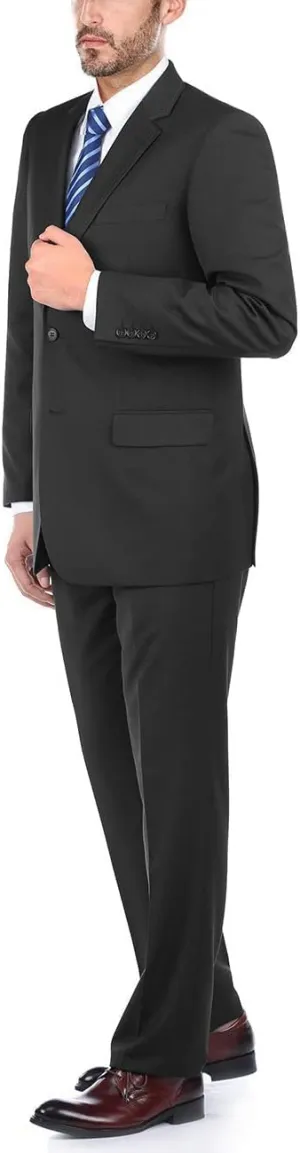 100% Wool Fashion Business Suit Classic Regular Fit Solid Color