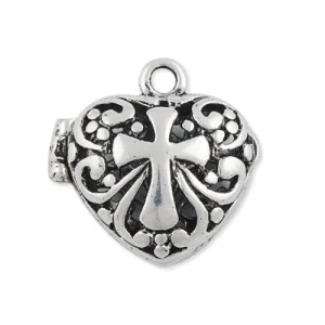 19*19 MM Antique Silver Filigree Heart Brass Cage Pendant ,Sold 20 PCS Per Pkg