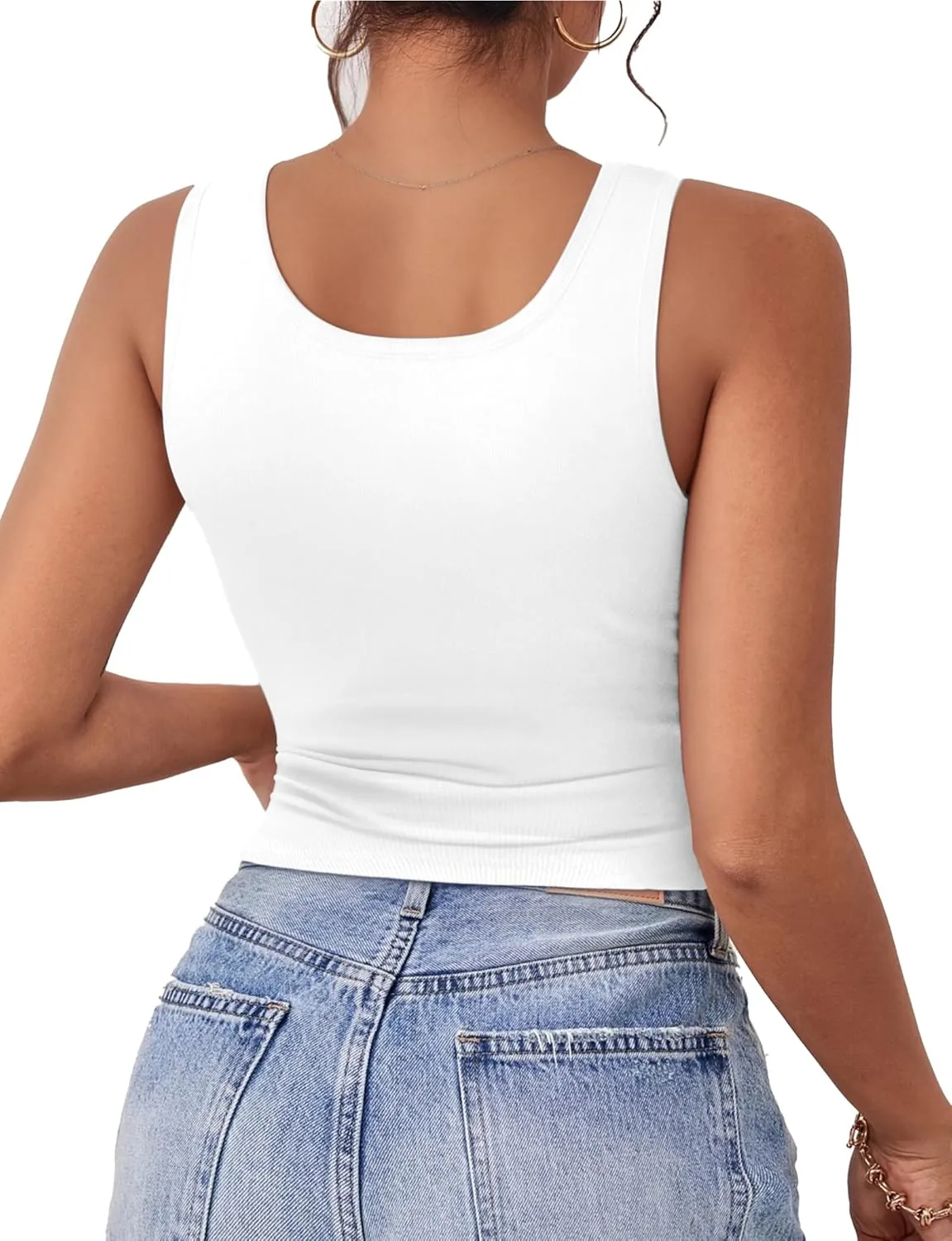1Piece Crop Tops for Women, U Neck Sleeveless Tank Tops, Basic Cropped Racerback Going Out Tops Athletic Sports Shirts