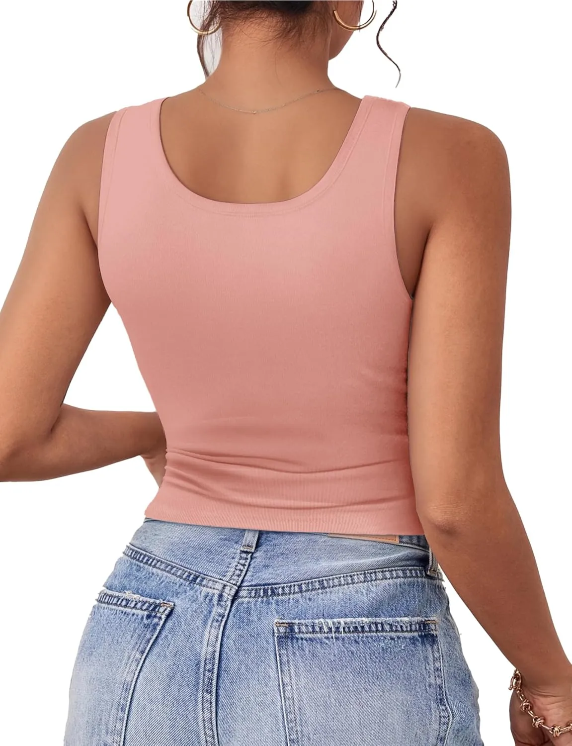 1Piece Crop Tops for Women, U Neck Sleeveless Tank Tops, Basic Cropped Racerback Going Out Tops Athletic Sports Shirts