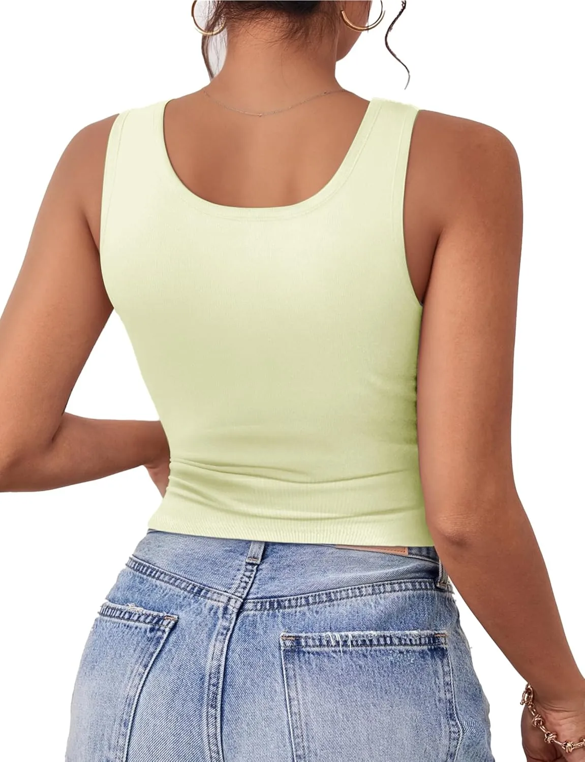 1Piece Crop Tops for Women, U Neck Sleeveless Tank Tops, Basic Cropped Racerback Going Out Tops Athletic Sports Shirts