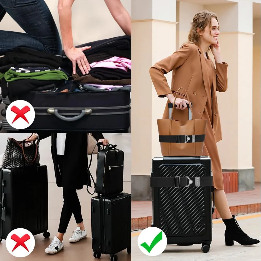 2-in-1 Luggage Straps for Suitcases Travel Belt Luggage Straps Add a Bag Adjustable Suitcase Straps Over Handle Travel Belt for Carry On Bag with Alloy Buckle Elastic Belt Travel Essential Accessories