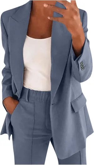 2 Piece Outfits for Women Dressy Blazer Jackets High Waisted Straight Leg Pants Suits Set Business Casual Work