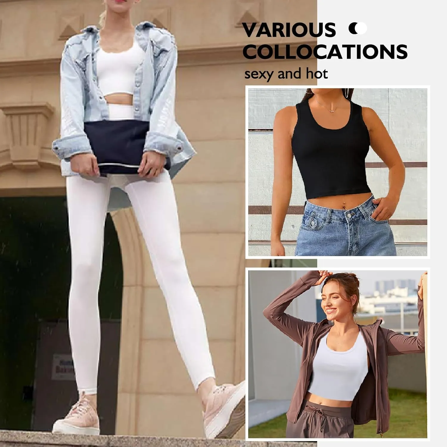 2 Pieces Tank Top for Women, Basic Sleeveless Crop Tops, Going Out Tops Workout Tops Teen Girls Racerback Daily Wearing