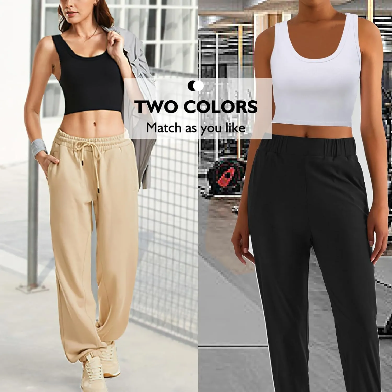 2 Pieces Tank Top for Women, Basic Sleeveless Crop Tops, Going Out Tops Workout Tops Teen Girls Racerback Daily Wearing