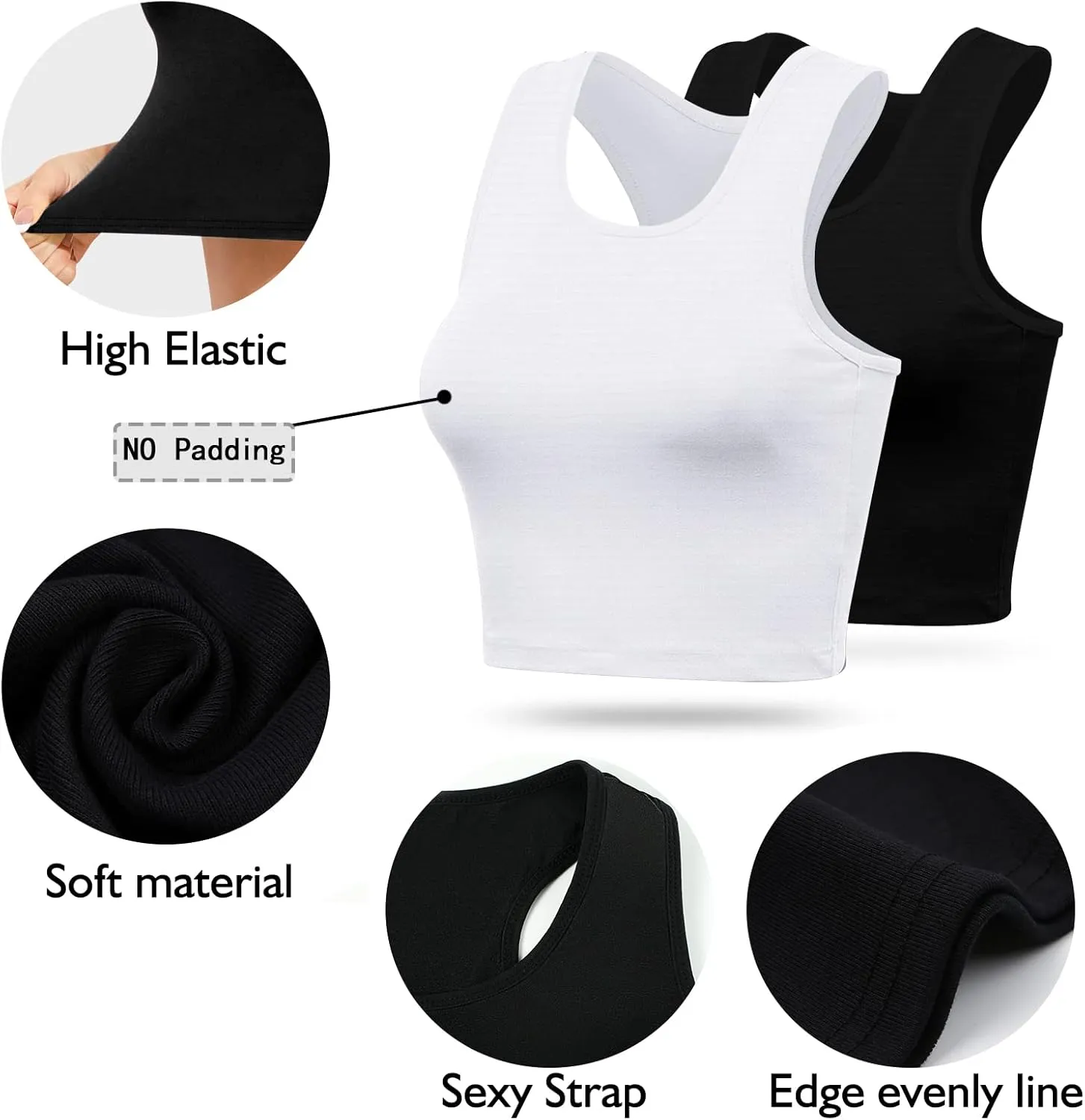 2 Pieces Tank Top for Women, Basic Sleeveless Crop Tops, Going Out Tops Workout Tops Teen Girls Racerback Daily Wearing