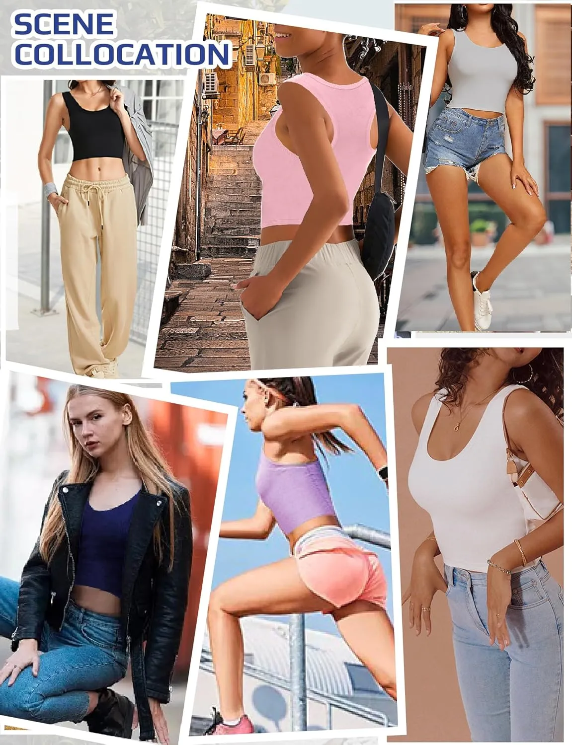 2 Pieces Tank Top for Women, Basic Sleeveless Crop Tops, Going Out Tops Workout Tops Teen Girls Racerback Daily Wearing