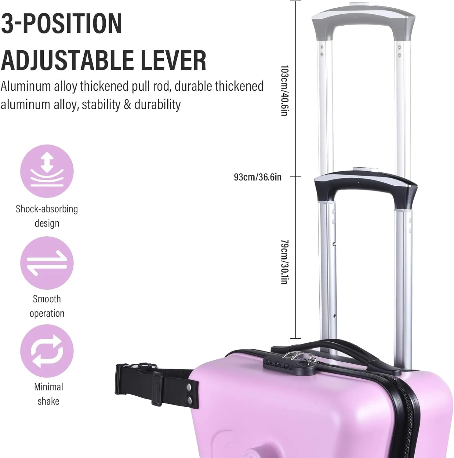 20 Inch Kids Ride Suitcase,Toddler Luggage Seat Ride with Lock - Kids Travel Trolley with Safety Belt, kids luggage for Toddler Airplane Travel,Suitcase to Aged 1-6 Years Old,ABS PC (Pink)