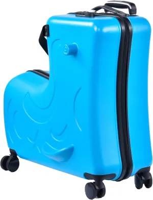 20 Inch Riding Trolley for Kids,Toddler Luggage Seat Ride with Lock | Kids Travel Suitcase with Safety Belt, Wheels for Toddler Airplane Travel, ABS PC (Blue)
