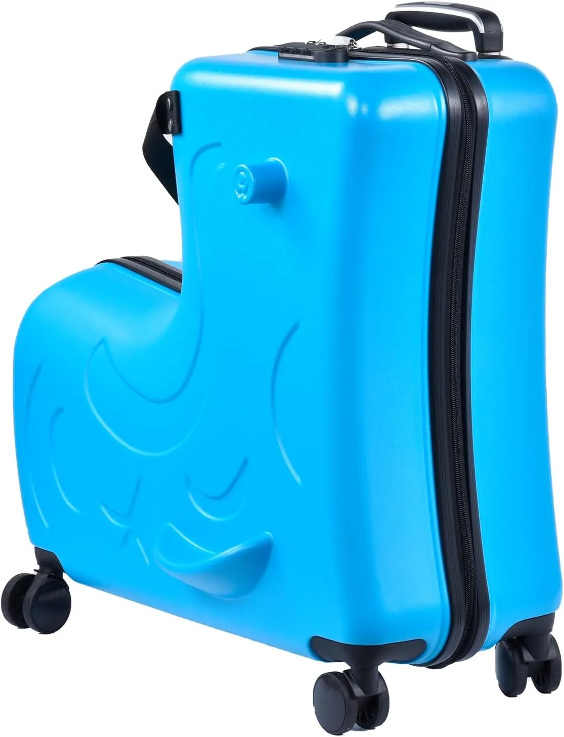 20 Inch Riding Trolley for Kids,Toddler Luggage Seat Ride with Lock | Kids Travel Suitcase with Safety Belt, Wheels for Toddler Airplane Travel, ABS PC (Blue)