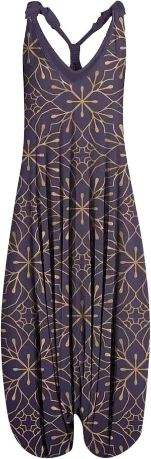 2025 Women Boho Overalls Plus Size Summer Fashion Jumpsuit Loose Fit Rompers Floral Printed Baggy Bohemia Harem Pants