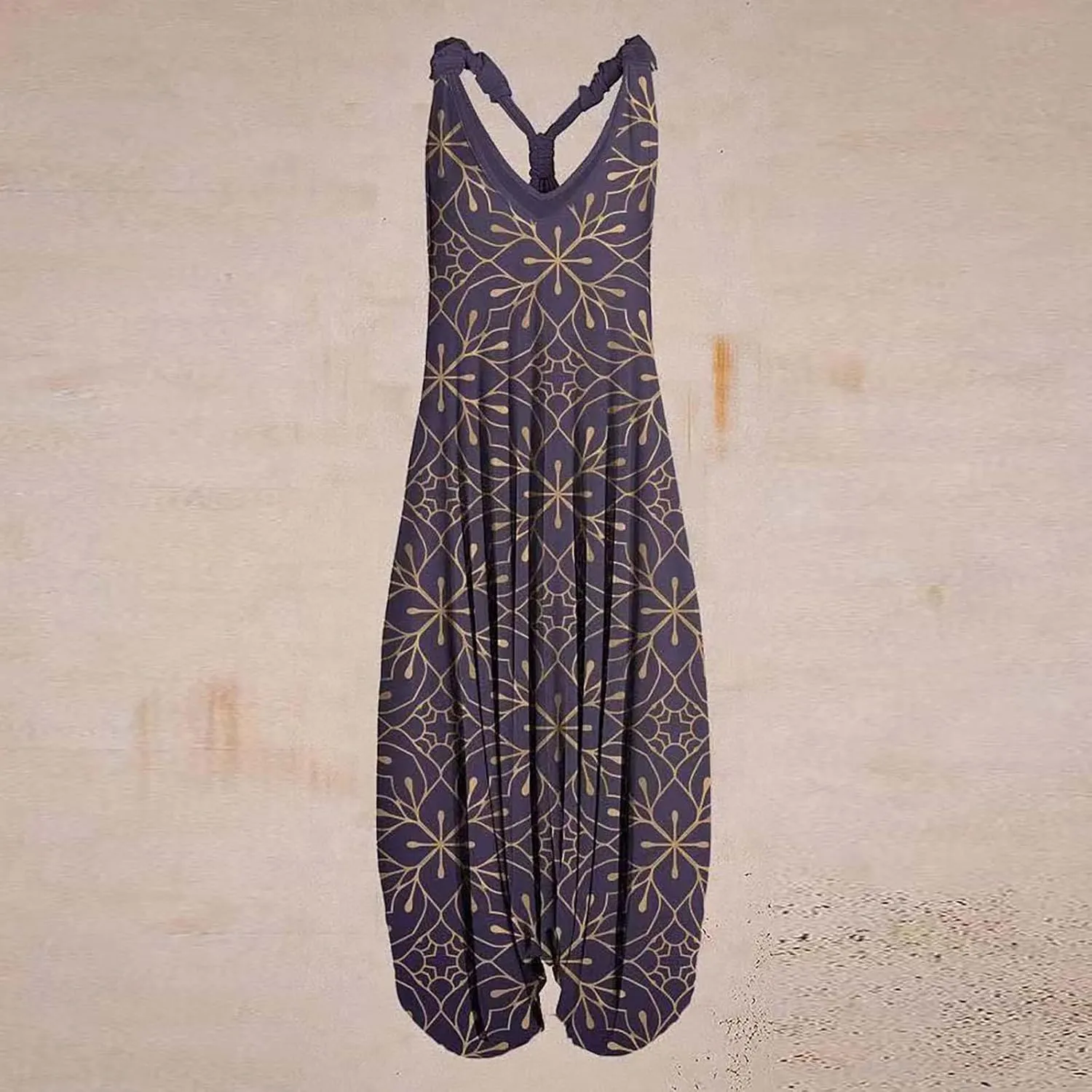 2025 Women Boho Overalls Plus Size Summer Fashion Jumpsuit Loose Fit Rompers Floral Printed Baggy Bohemia Harem Pants