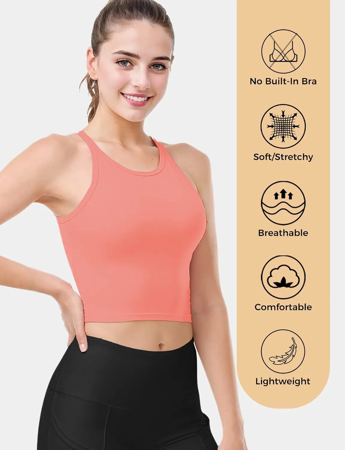 2PCS Crop Tops for Women, High Neck Cropped Tank Tops for Women Sleeveless Camisole Athletic Yoga Workout Tops Shirt