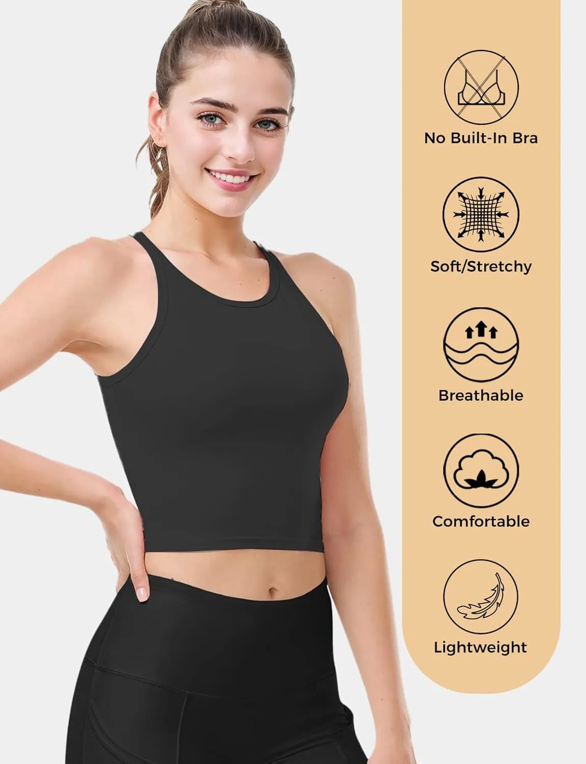 2PCS Crop Tops for Women, High Neck Cropped Tank Tops for Women Sleeveless Camisole Athletic Yoga Workout Tops Shirt