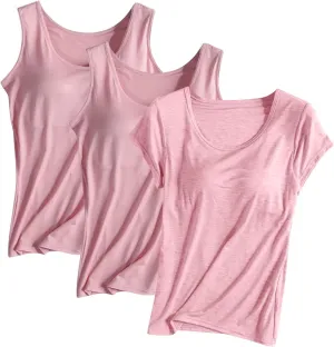 3 Pact Womens Tank Tops Summer Casual Crew Neck Sleeveless Top Loose Fit Basic Tunic Shirts Home Wear
