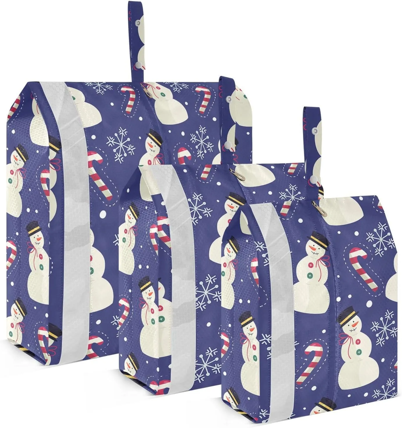 3 Set Packing Cubes Travel Luggage Packing Organizers with Handle and Transparent PVC Waterproof Packing Cubes for Suitcases Accessories in 3 Sizes Blue Christmas Snowman