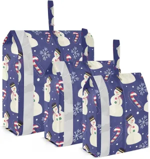 3 Set Packing Cubes Travel Luggage Packing Organizers with Handle and Transparent PVC Waterproof Packing Cubes for Suitcases Accessories in 3 Sizes Blue Christmas Snowman