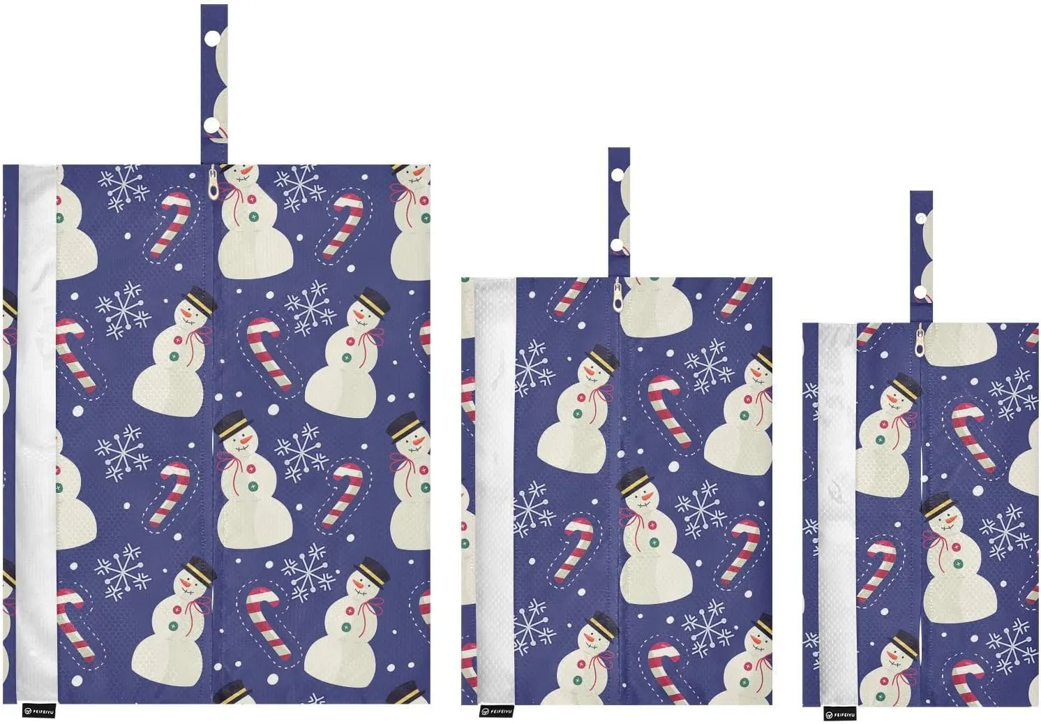 3 Set Packing Cubes Travel Luggage Packing Organizers with Handle and Transparent PVC Waterproof Packing Cubes for Suitcases Accessories in 3 Sizes Blue Christmas Snowman