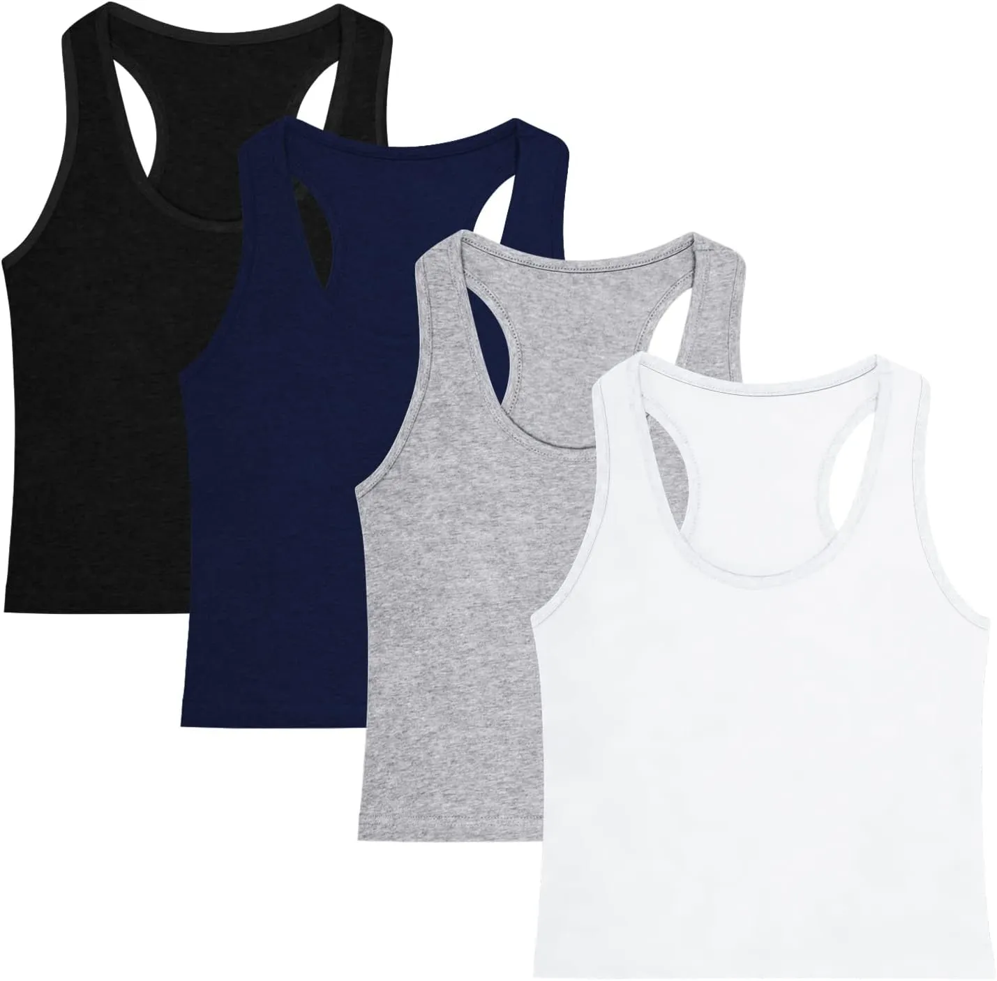 4 Pieces Women's Crop Tops Cotton Basic Tank Tops Racerback Sleeveless Sports Workout Crop Tank Tops