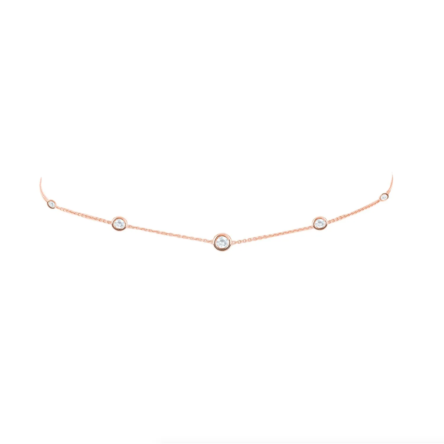 5 Moonstone Orbit Bezel Choker