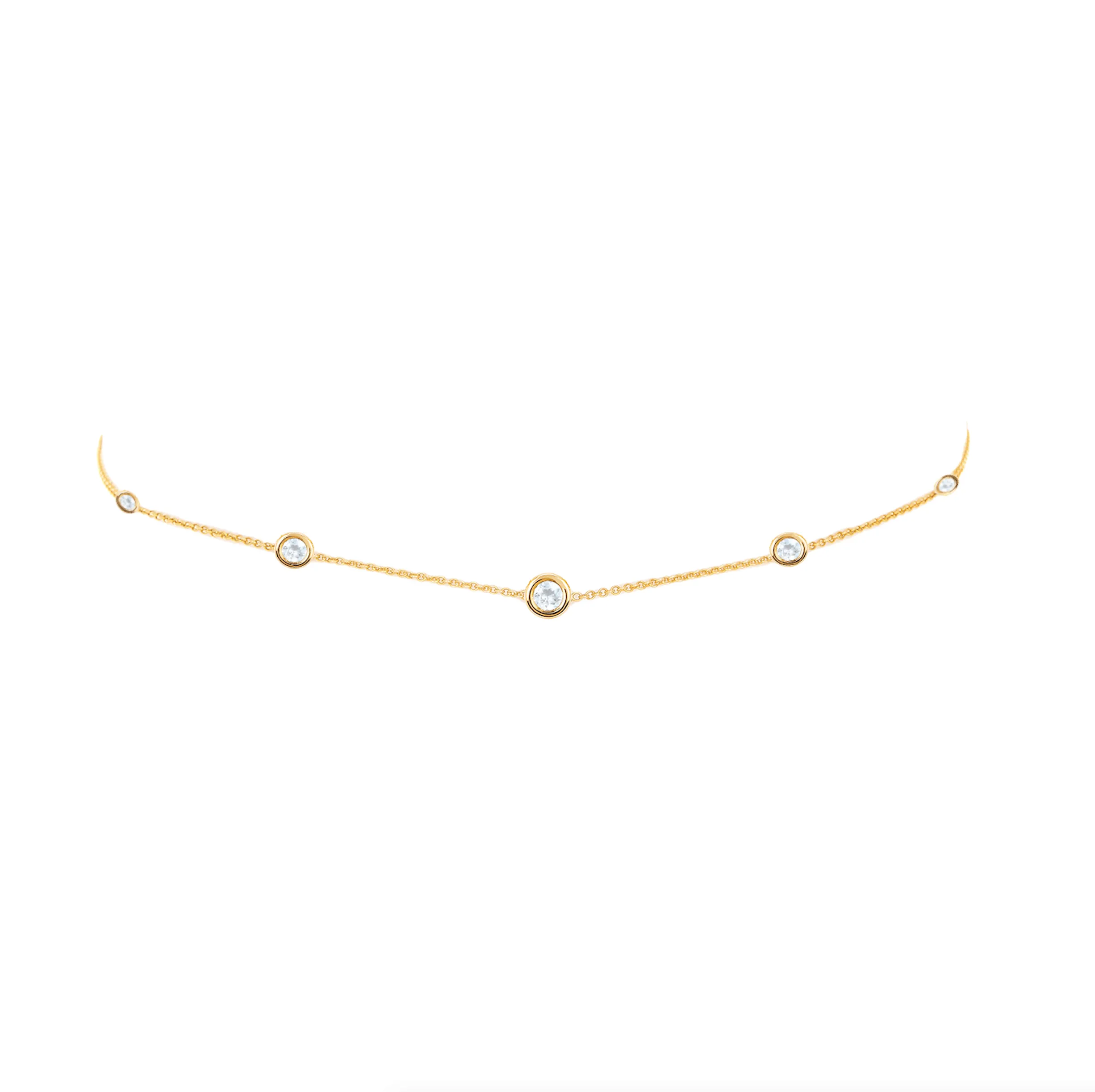5 Moonstone Orbit Bezel Choker