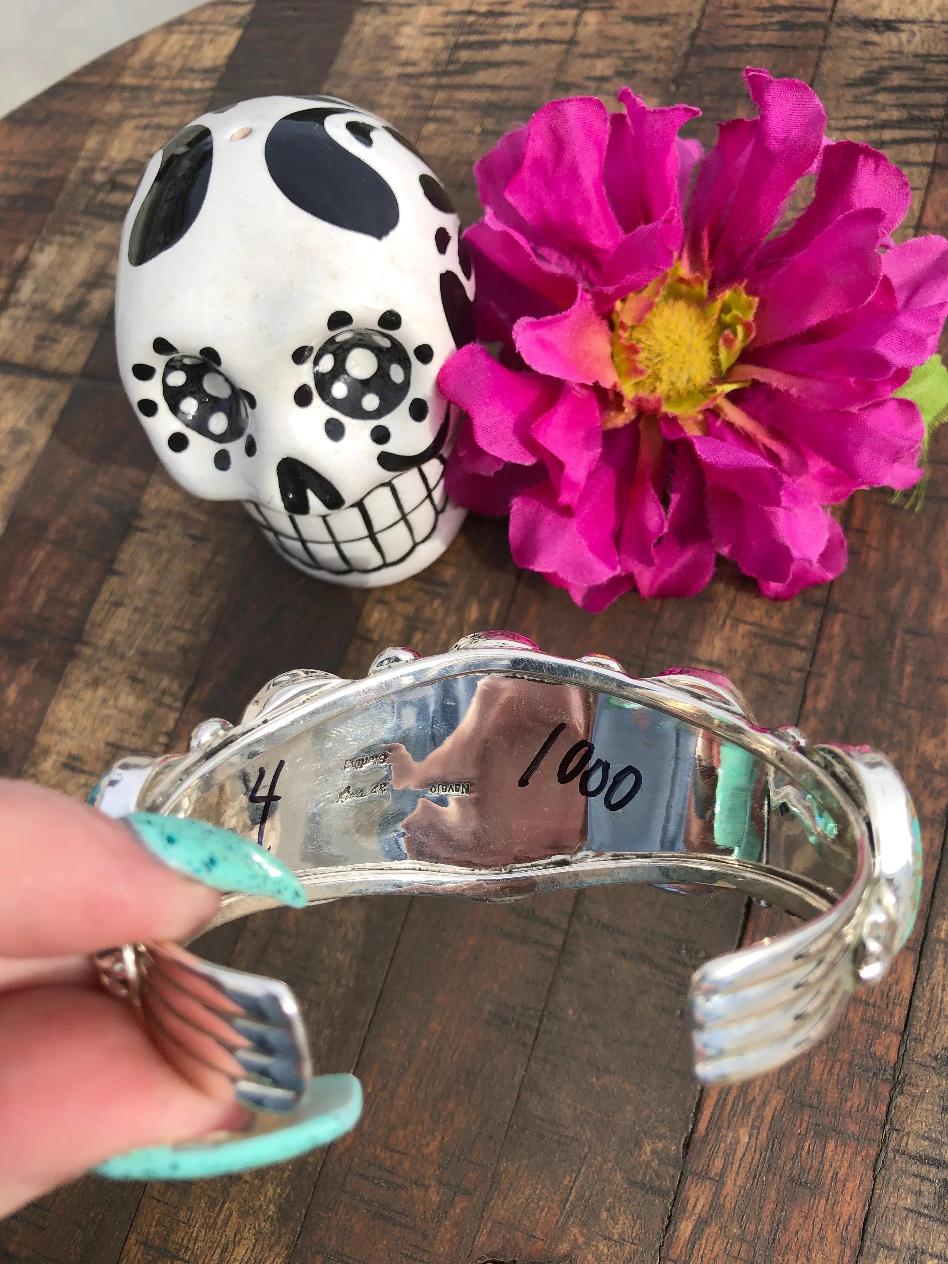 5 Stone Kingman Turquoise Cuff #4