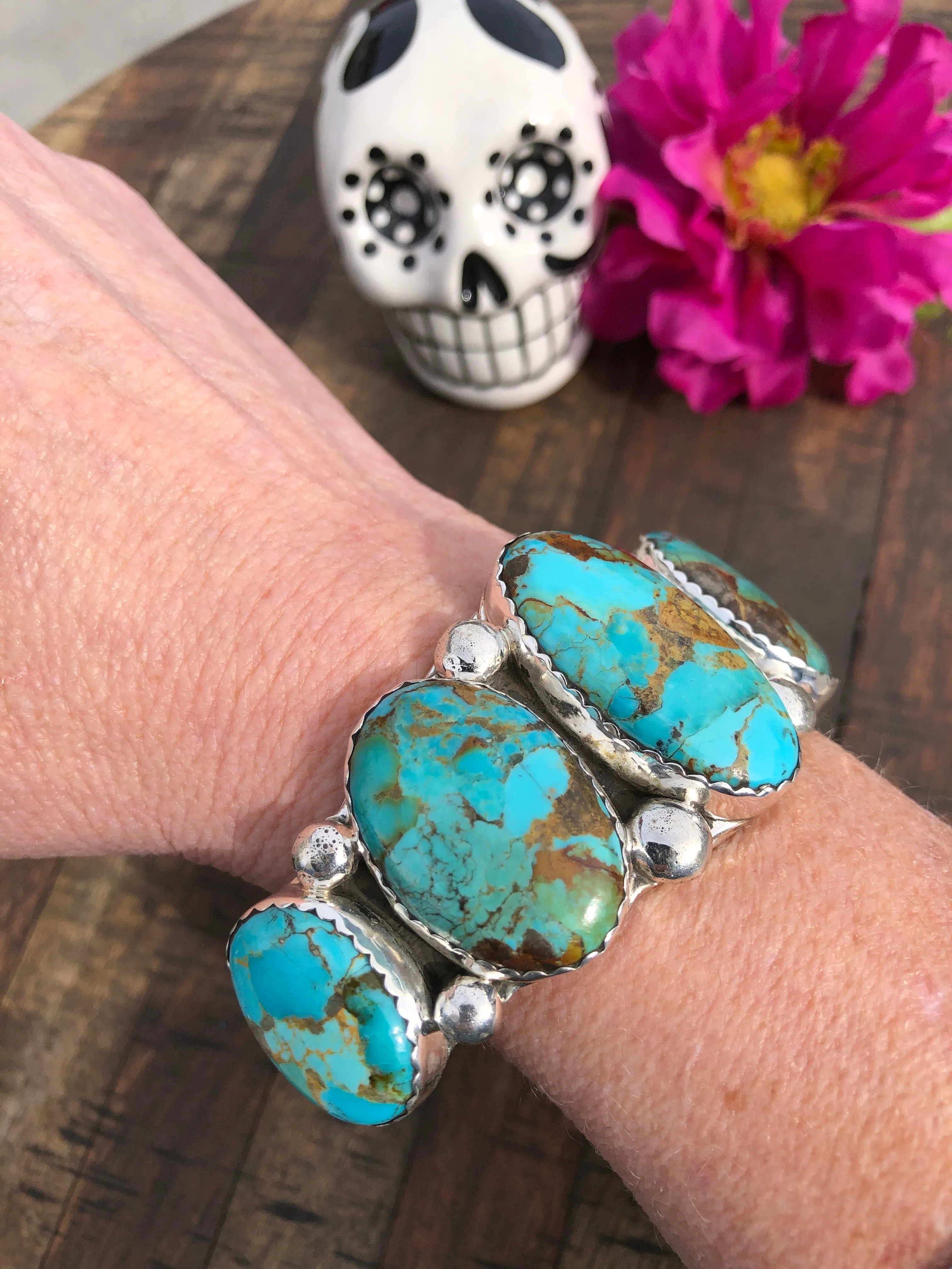 5 Stone Kingman Turquoise Cuff #4