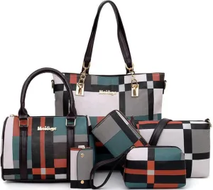 6-Pcs Womens Handbags Tote Bags Shoulder Bag Leather Purses Satchel Bag