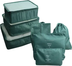 7 Pack Compression Packing Cubes for Suitcases, Travel Luggage Packing Organizers Bags, Carry On Luggage Organizer Set, Organizer Storage Bags, Travel Cubes for Clothes (Blackish Green)