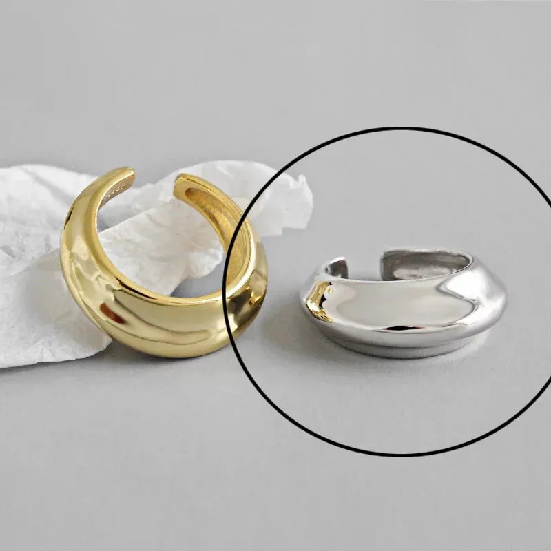 925 Sterling Silver Rings For Women Hollow Out Gold Color Temperament Personality Fashion Female Trendy Resizable Opening Rings
