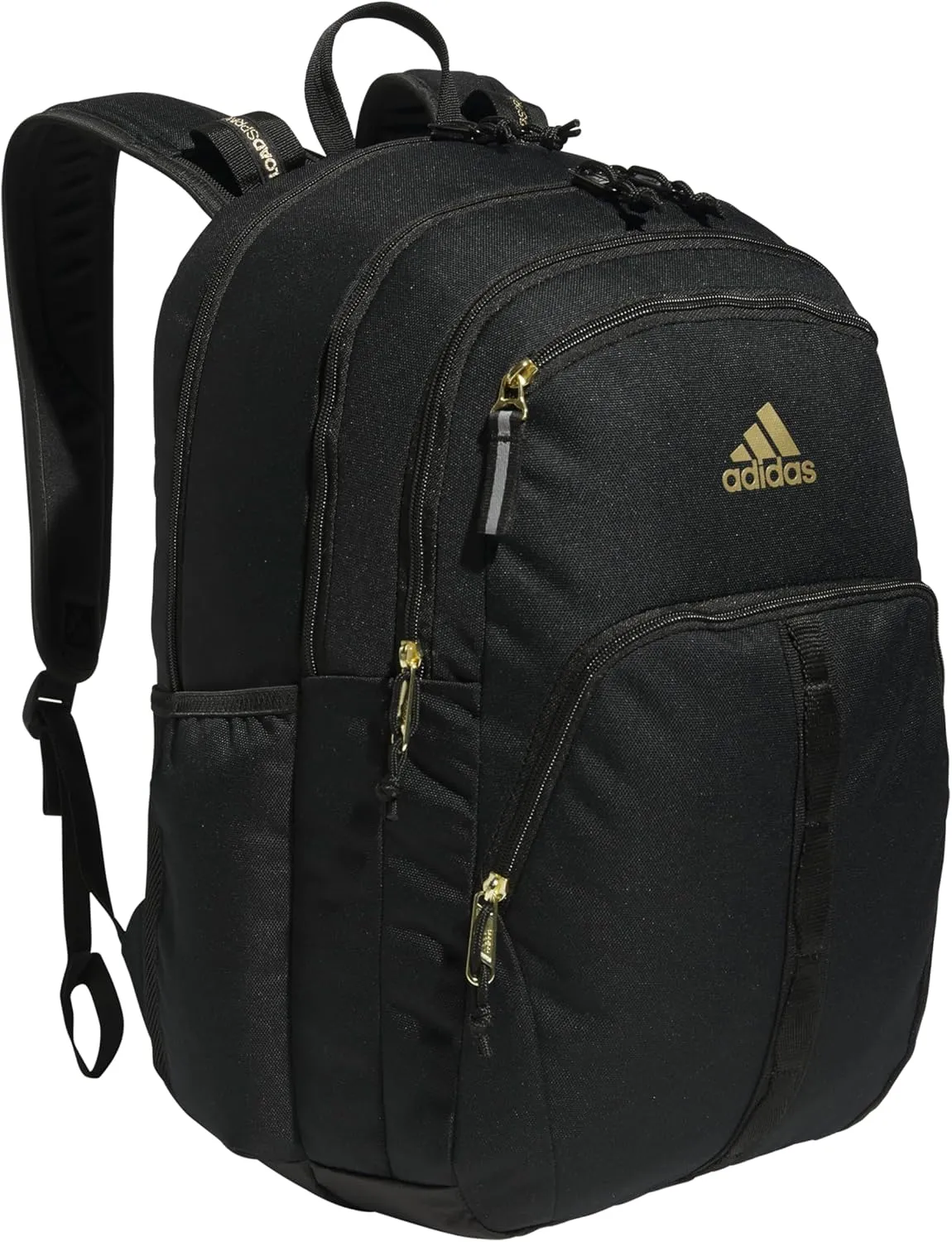 adidas Prime Backpack for Work, Travel Bag for Women and Men with Padded Compartment for Laptop, Black/Gold Metallic/2, One Size