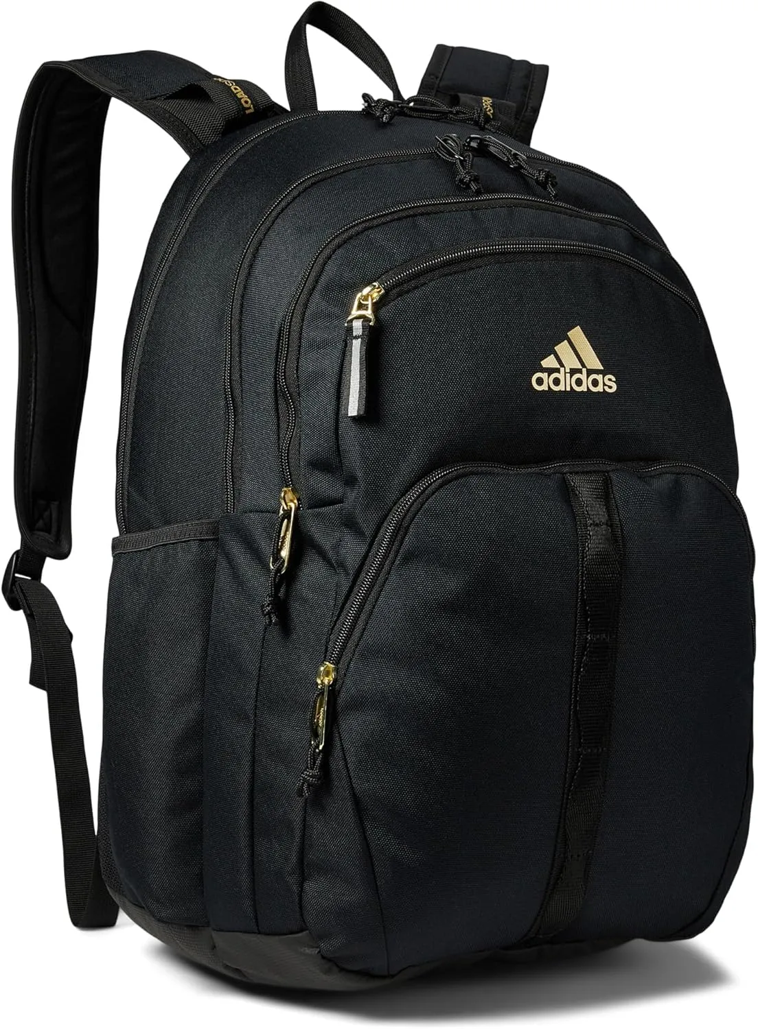 adidas Prime Backpack for Work, Travel Bag for Women and Men with Padded Compartment for Laptop, Black/Gold Metallic/2, One Size