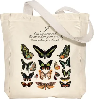Aesthetic Heavy Canvas Tote Bag - with Pocket for Women Large Size 14''16''3.5'' Cloth Cotton Bags for Shopping