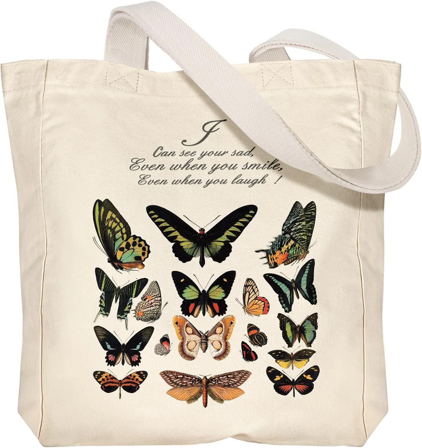 Aesthetic Heavy Canvas Tote Bag - with Pocket for Women Large Size 14''16''3.5'' Cloth Cotton Bags for Shopping
