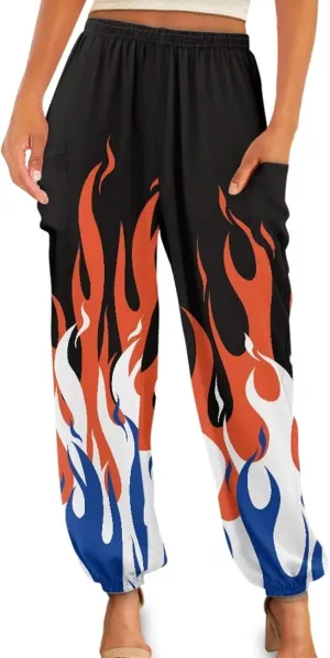 AFPANQZ Woman Bohemian Pants for Summer Gym Yoga Sport Plus Size Workout Sweatpant with Pocket S-4XL