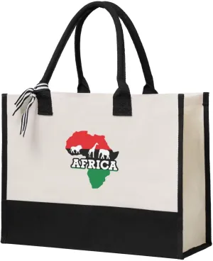 Africa Map Canvas Tote Bag, Present Bag, Suitable for Wedding, Birthday, Beach, Holiday, is a Great Gift for Women, Mom, Teachers, Ladies, Friends, Bridesmaids