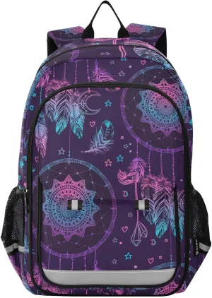 ALAZA Boho Dreamcatcher Feathers Moon Laptop Backpack Purse for Women Men School Bag 17 Inch Bookbag Student Boys Girls Travel Casual Daypack