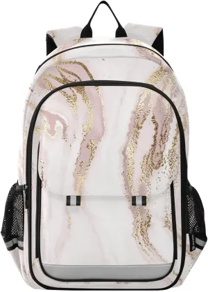 ALAZA Pink Marble Fluid 2 Laptop Backpack Purse for Women Men School Bag 17 Inch Bookbag Student Boys Girls Travel Casual Daypack