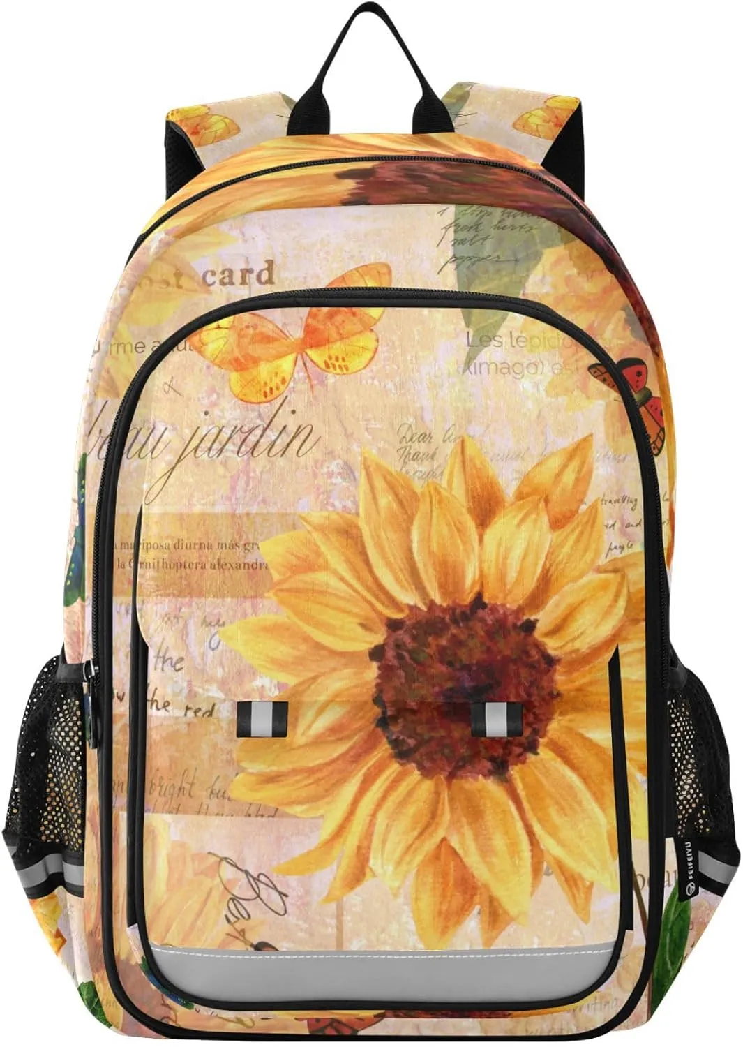 ALAZA Sunflowers Butterflies Laptop Backpack Purse for Women BookBags 17 inch School Bags Men Boys Girls Travel Casual Daypack