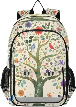 ALAZA Tree Life Birds Floral Laptop Backpack Purse for Women Men School Bag 17 Inch Bookbag Student Boys Girls Travel Casual Daypack