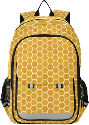 ALAZA Yellow Honeycomb Pattern Laptop Backpack Purse for Women Men School Bag 17 Inch Bookbag Student Boys Girls Travel Casual Daypack