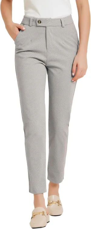 Allegra K Straight Pants for Women Baggy Casual Button Down High Waist Cropped Pants with Pockets
