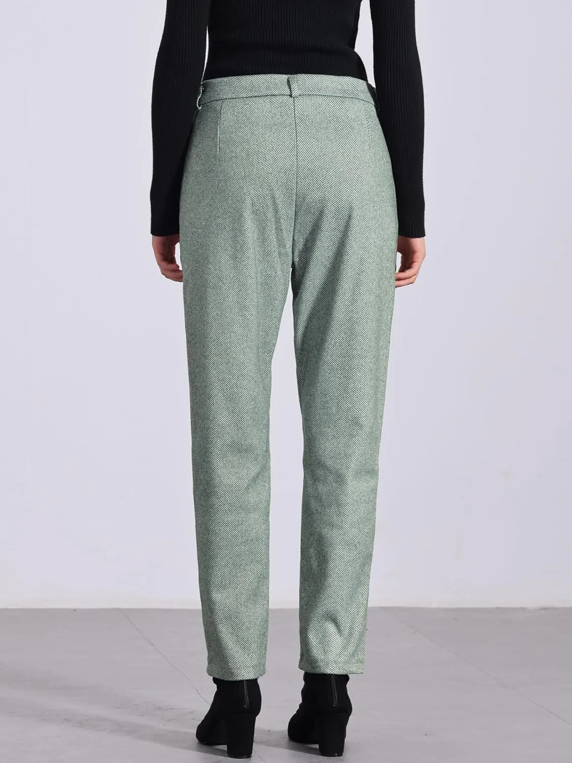 Allegra K Straight Pants for Women Baggy Casual Button Down High Waist Cropped Pants with Pockets