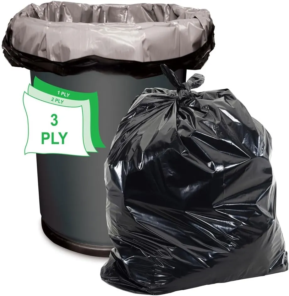 Aluf Plastics 20-30 Gallon Trash Bags - (100 Count) 1.1 MIL (Equiv) Low Density Plastic Garbage Bags - 30" by 36" for Home, Kitchen, Office Commercial Industrial, Black