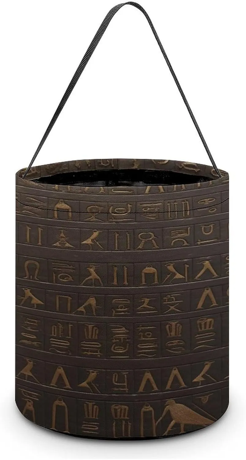 Ancient Egyptian Hieroglyph Halloween Tote Candy Bag Candy Basket Candy Bucket Gift Bag for Halloween Party