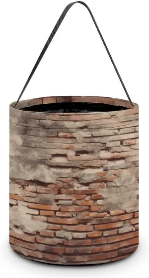 Ancient Worn Brick Wall Halloween Tote Candy Bag Candy Basket Candy Bucket Gift Bag for Halloween Party