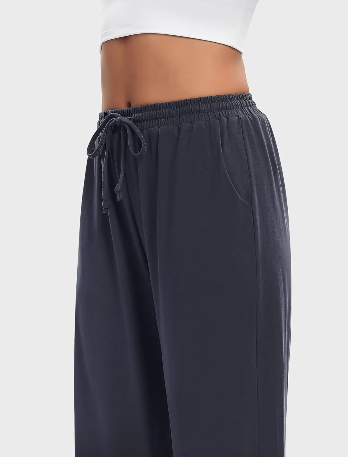 Annenmy Womens Capri Yoga Pants Wide Leg Gym Shorts Quick Dry Drawstring Pants Loose Workout Capris Sweatpants with Pockets
