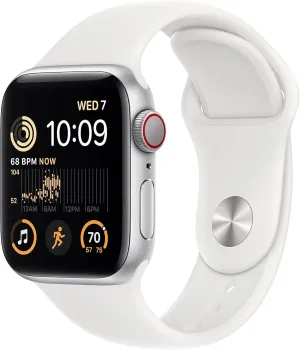 Apple Watch SE (2nd Gen) (GPS   Cellular, 40mm) - Silver Aluminum Case with White Sport Band, M/L (Renewed)