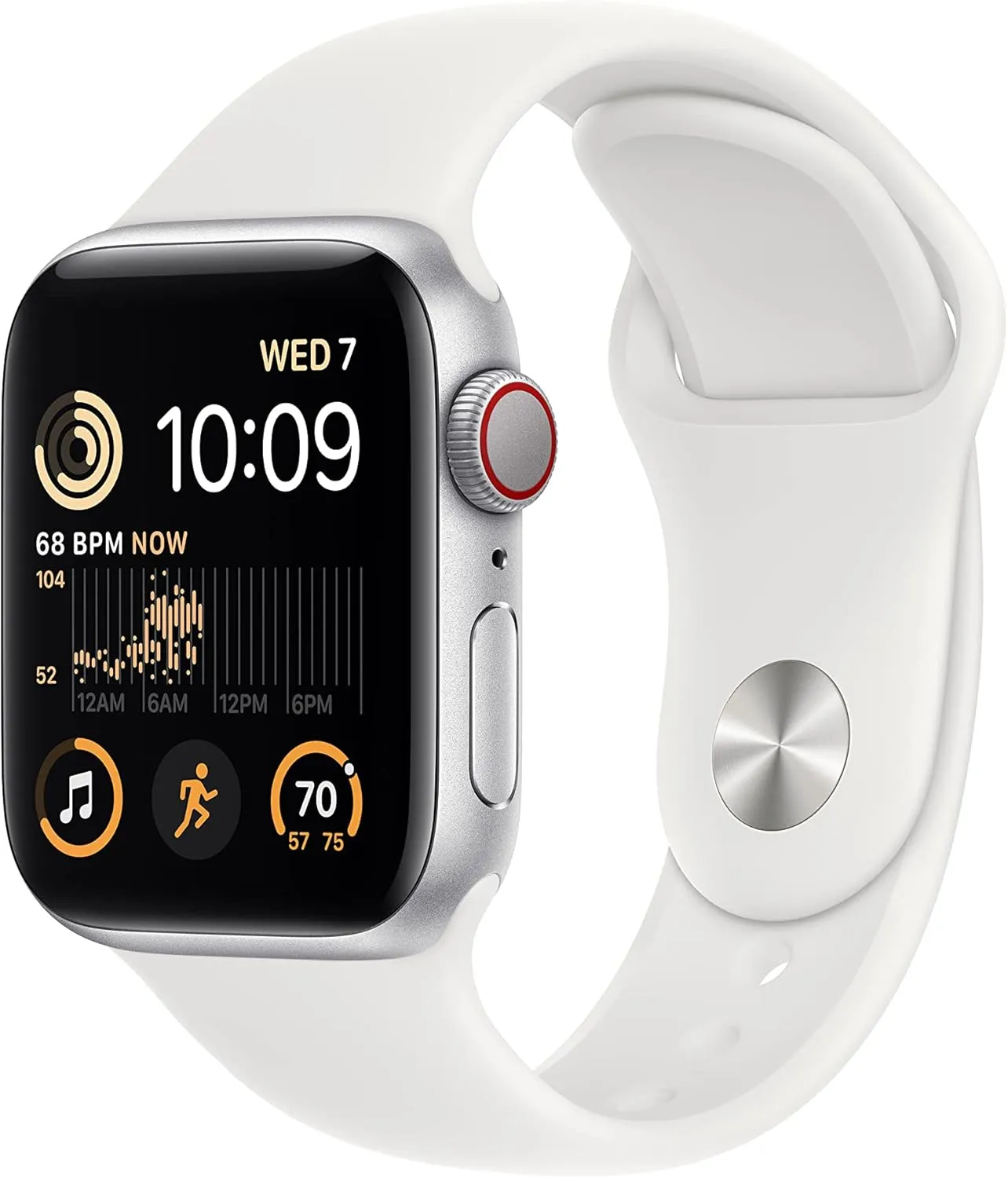 Apple Watch SE (2nd Gen) (GPS   Cellular, 40mm) - Silver Aluminum Case with White Sport Band, M/L (Renewed)